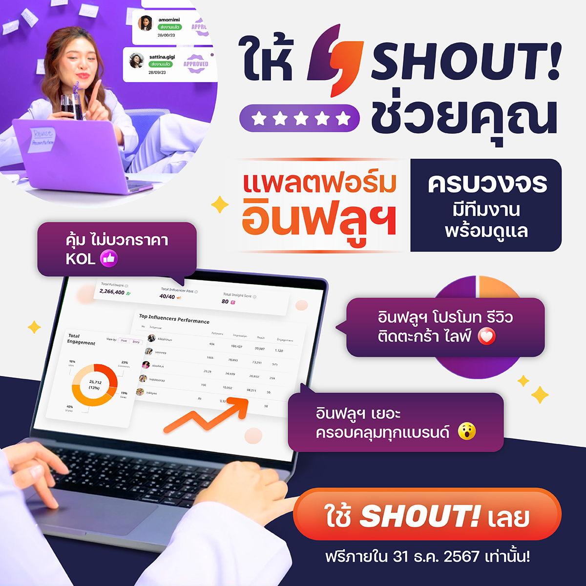 cover image for ให้ SHOUT! ช่วยคุณจัดการทุกแคมเปญอินฟลูฯ อย่างมืออาชีพ